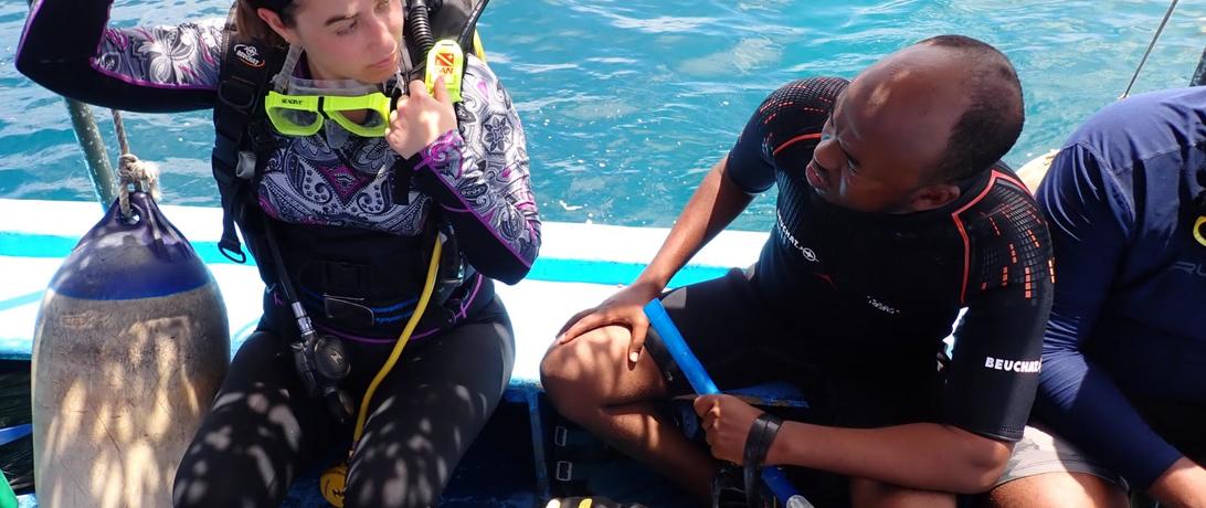 Workshop participants on a diveboat