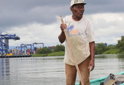 Colombian Fisherman in Shipping Port